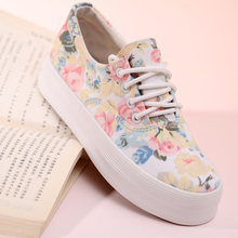 2014 New Spring Casual Women Flats Lovers Sport Shoes Flowers Lace Up Women Sneakers Canvas Shoes