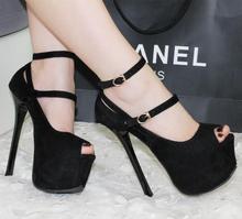 Sexy Red Bottom High Heels Platforms Ankle-Wrap Peep Toe Women Pumps Fashion OL Buckle Strap Ladies Shoes Stilettos