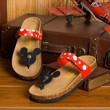 Hot selling Casual Women Sandals Cartoon Mickey Mouse Slippers Cork Flats Summer Shoes Women Flip Flops