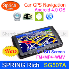 FREE SHIPPING SG507A Android 4.0 5″ capacitive 800×480 Vehicle GPS Navigation 1.2G  CPU 8G Flash 512M SDRAM GPS Map