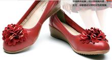 2014 spring new sweet flowers leather shoes patent slope with mom dancing Specials@