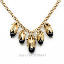 New Fashion Resin Stone Black Flower Jewelry Alloy Fashion New Arrival Copper Women Necklace Jewlery