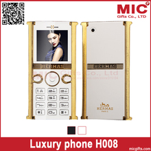 2014 Flip unlocked Stainless Steel metal edge luxury women girls lady cute cell mobile music phone H008 P302