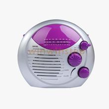 BS#S Purple Silver AM FM Shower Radio Bathroom Waterproof Hanging Music Radio