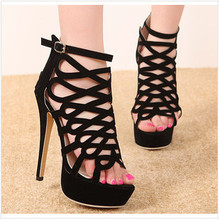 2014 fashion 13.5cm women high heel sandals open toe women platform pumps leather ladies summer shoes free shipping size 35-39