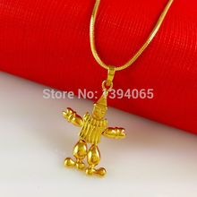 Wholesale African Blacks Real 24K Yellow Gold Plated Necklace ! Fine Snake Chains Cartoon Cupid Pendant Necklace Jewelry ! A007