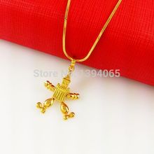 Real 24K Yellow Gold Plated Necklace African Blacks Snake Chains Cartoon Cupid Pendant Necklace Jewelry A007