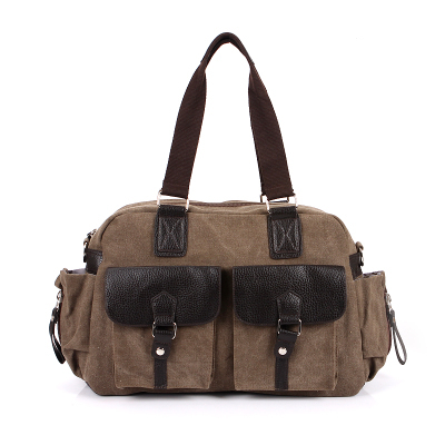 Europe fashion men canvas handbag high quality canvas shoulder bag with leather for women casual messenger