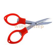 BS#S Mini Stainless Steel Foldable Red Fishing Scissors Line Cutter Tool