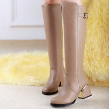 New hot women winter ladies over knee high heel boots shoes woman winter snow boots big size 34-47