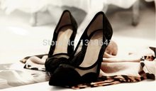 2014 US&UK Style Hot Fashion Mature Sexy Black Lace Hollow Women Thin Heel 8CM High Shoes