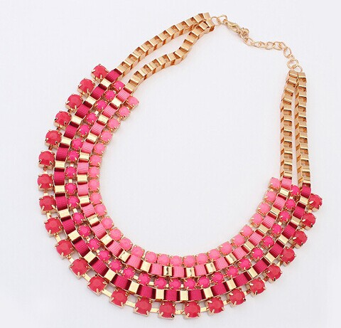 Pink bijou statement bib necklace k pop blue fine cheap costume jewelry women max colares collier