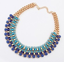 Pink bijou statement bib necklace k pop blue fine cheap costume jewelry women max colares collier