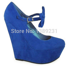 WOMENS LADIES BOW SUEDE PLATFORM HIGH WEDGE PARTY SHOES SIZE 4 5 6 7 8 9