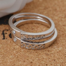 2Pcs Silver Couple Gothic Love Rings for Women Anillos Anel Masculino Prata 925 Men Wedding Ring
