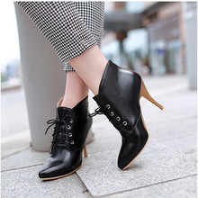 34-39 autumn&winter fashion women high heels boots pointed toe women martin botas women leather ankle boots free shipping