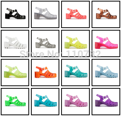 S3 UNITED KINGDOM CANDY COLOR RETRO JELLY SANDALS LADIES MID HEEL WOMENS GIRLS SUMMER BEACH FLAT