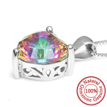 2014 Brand New Hot Sale 4ct Genuine Rainbow Fire Mystic Topaz Solid 925 Sterling Silver Pendant