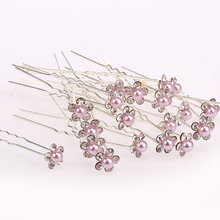 2014 new 10 pcs Pretty Pearl Wedding Party Bridal Bridesmaid crystal Hair Pins clip women