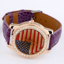  Hot Sale New design European and American fashion flag leather watches free shipping High Quality