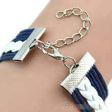 Infinity Love Anchor Leather Cute Charm Plated Silver Bracelet Bracelets Bangles 02X2