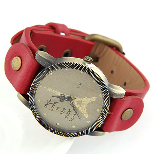 2014Hot Sale New design Eiffel Tower casual women s fashion leather watch free shipping High Quality