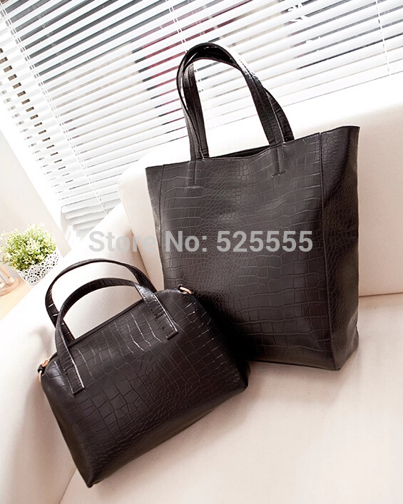 2014 new arrive big size crocodile leather dual purpose women handbag quality women clutch shopping bag
