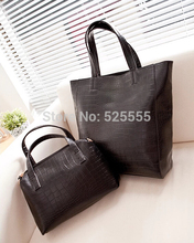 2014 new arrive big size crocodile leather dual purpose women handbag quality women clutch shopping bag