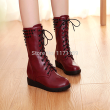 2014 Womens Spike Stud Lace Up Riding Ankle Boots Combat Military Oxfords Shoes black blue red