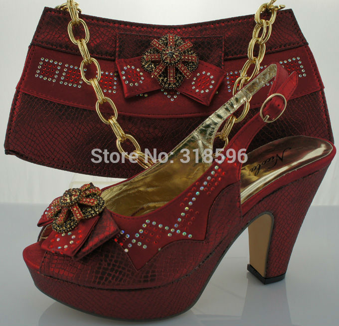Free Shipping By DHL New design and hot selling italy matching shoe and bag set with