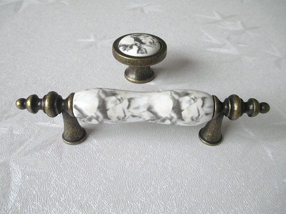 Dresser Knobs Pulls Drawer Pull Handles Kitchen Cabinet Door Handle Ceramic Crackle Marble Look Cupboard Hardware