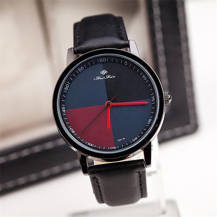 Free shipping Concise fashion business mens watches Trendy cool leather quartz watch Fashion jewelry