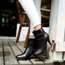 Black Apricot Heel 8 5CM Charm Women Thin Heels High Boots PU Zip Spring and Autumn