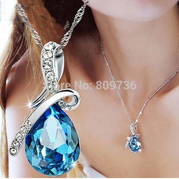 Hot Women Crystal Rhinestone Drop Chain Necklace Pendant For Women Jewelry Statement Bijouterie Accessories Gift 2014