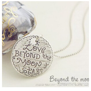 x20 Special ancient silver Korean jewelry circle of love LOVE letters retro brand long sweater chain