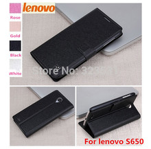 Free Shipping!!! High Quality 4.7” lenovo S650 Smartphone Folding Stand Cover Silk Leather Case. Leather Case For LENOVO S650