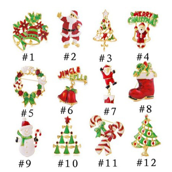 12 pcs lot Wholesale Alloy brooch Sparkling colorful crystal Christmas Fashion Jewelry Gifts pin Brooches broach