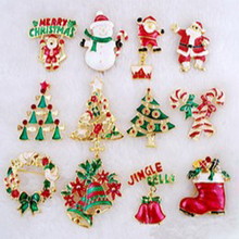 12 pcs lot Wholesale Alloy brooch Sparkling colorful crystal Christmas Fashion Jewelry Gifts pin Brooches broach
