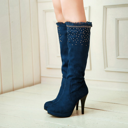 10 cm new arrived sexy style Rhinestone thin heels solid knee heel boots W1YDA Q2 High