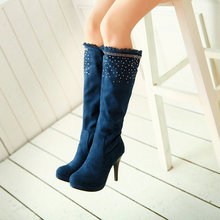 10 cm new arrived sexy style Rhinestone thin heels solid knee heel boots W1YDA Q2 High