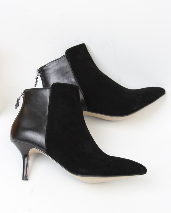 ankle boots small mid heels genuine leather woman fashion Designer shoes booties