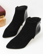 ankle boots small mid heels genuine leather woman fashion Designer shoes booties