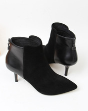 ankle boots small mid heels genuine leather woman fashion Designer shoes booties