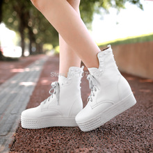 Womens Hidden Wedge Ankle Boots Skull Studded Punk Goth Platform Creepers Oxford us4 4 5 5