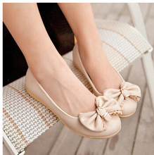 Free shipping 2014 Korean version of the new spring shoes with flat bow head soft bottom