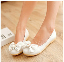 Free shipping 2014 Korean version of the new spring shoes with flat bow head soft bottom