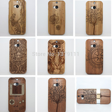 2014 Newest Wood brand Laser pattern Safety Wooden Handmade Natural wood Hard case cover skin shell For HTC One M8