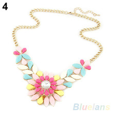 Women s Multicolor Resin Flower Crystal Pendant Collar Necklace Costume Jewelry necklaces pendants 1O4G