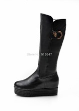 Goth Womens Platform Wedges Zipper Buckle Knee High Boots Punk Creeper Shoes us size4 5 5