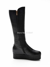 Goth Womens Platform Wedges Zipper Buckle Knee High Boots Punk Creeper Shoes us size4 5 5